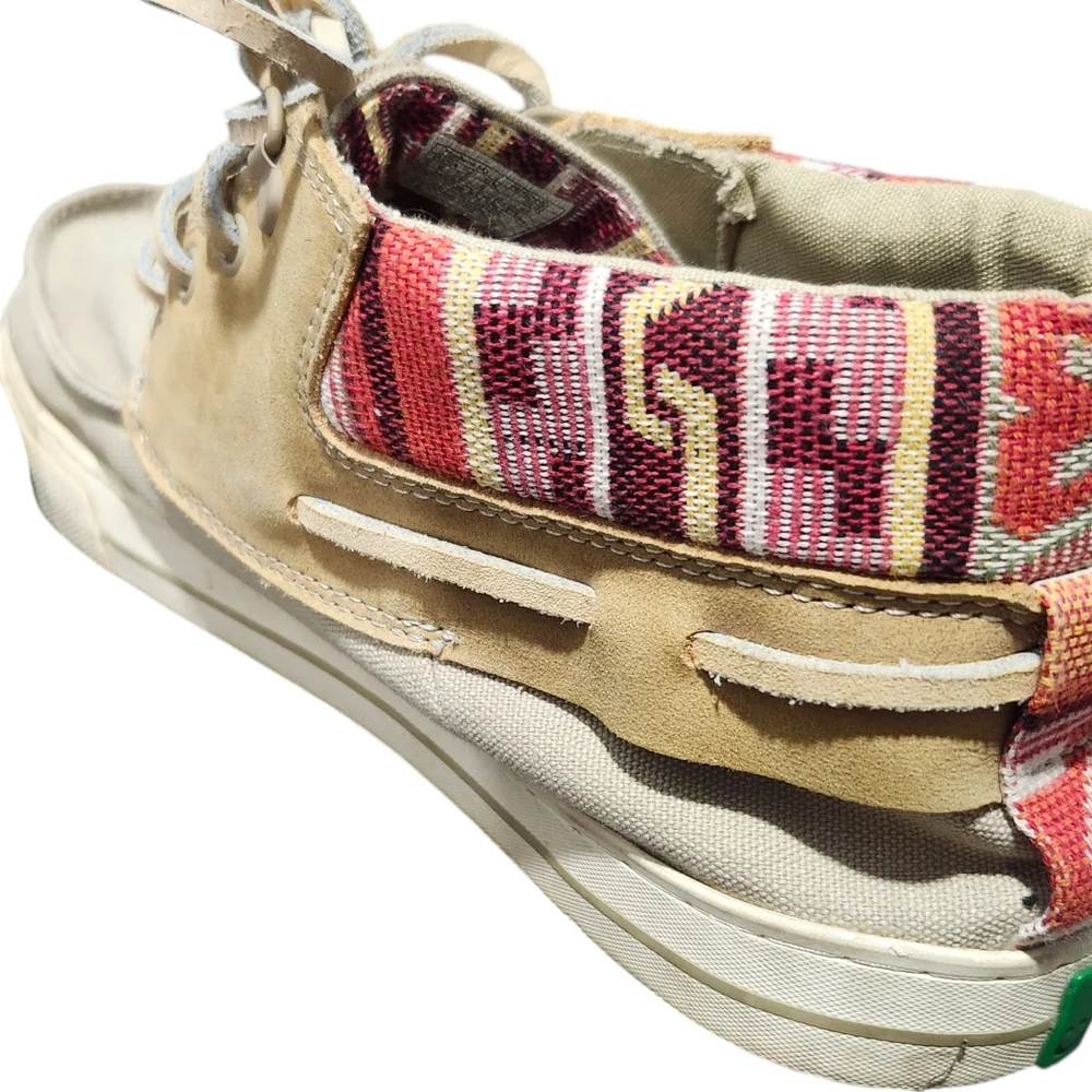 Sanuk Mens High Top Canvas and Leather Loafers size 9